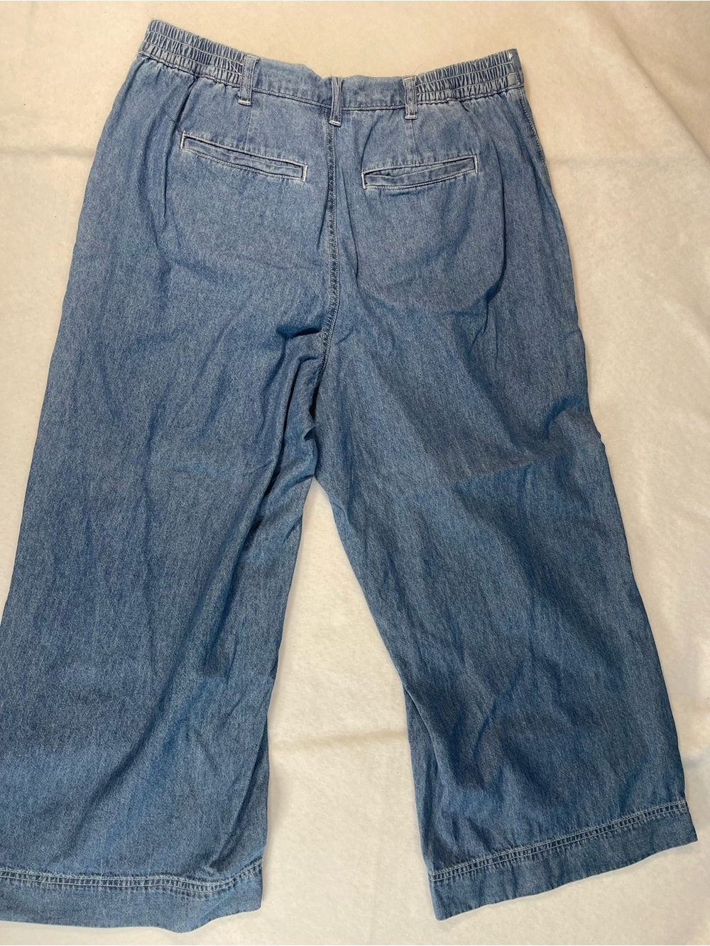 Ellos Wide Leg Chambray Culotte Jeans Elastic Back Size 10 Cropped - Picture 9 of 11